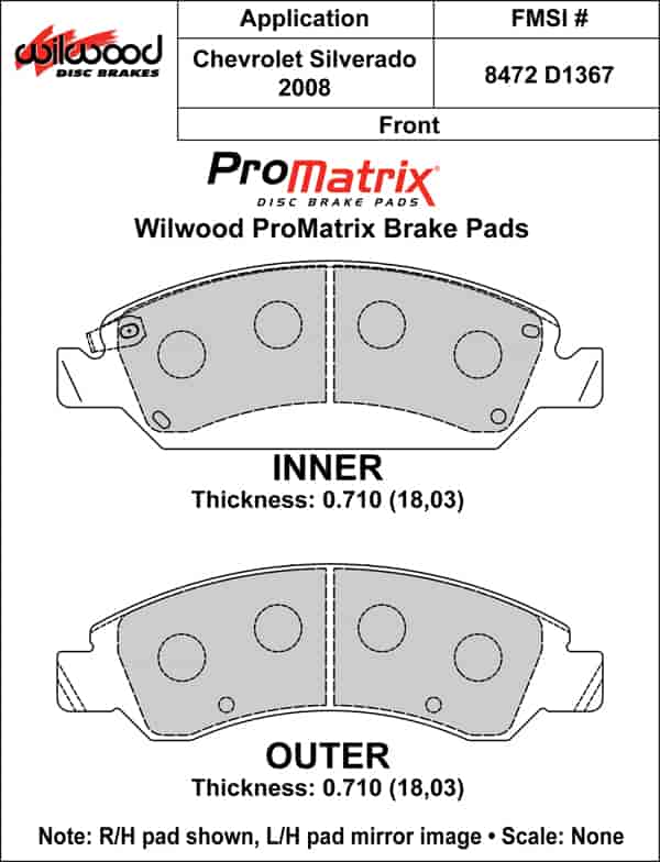 ProMatrix Front Brake Pads Calipers: 2008 Chevy