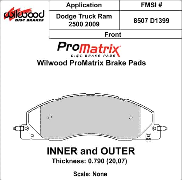 ProMatrix Front Brake Pads Calipers: 2009 Dodge