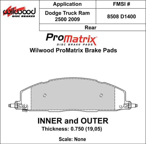 ProMatrix Rear Brake Pads Calipers: 2009 Dodge