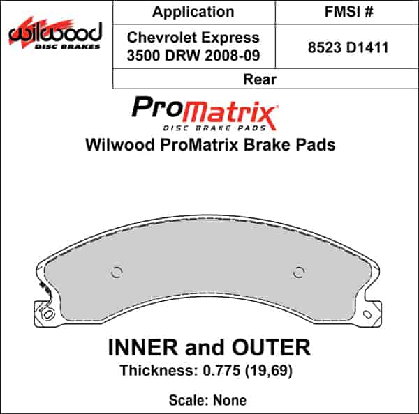 ProMatrix Front Brake Pads Calipers: 2008-2009 Chevy