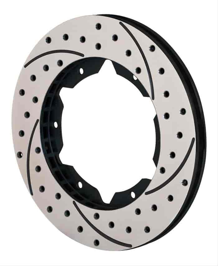 SRP Drilled & Slotted Rotor & Hat [Black Electro Coat] Diameter: 10.500 in.
