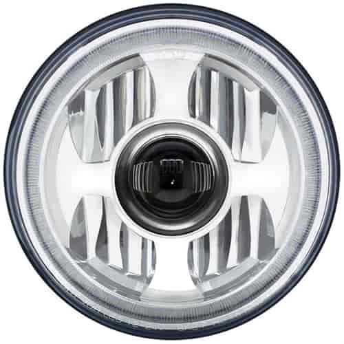 LED Round Projector Headlight with Dual Color LED Halo 7"