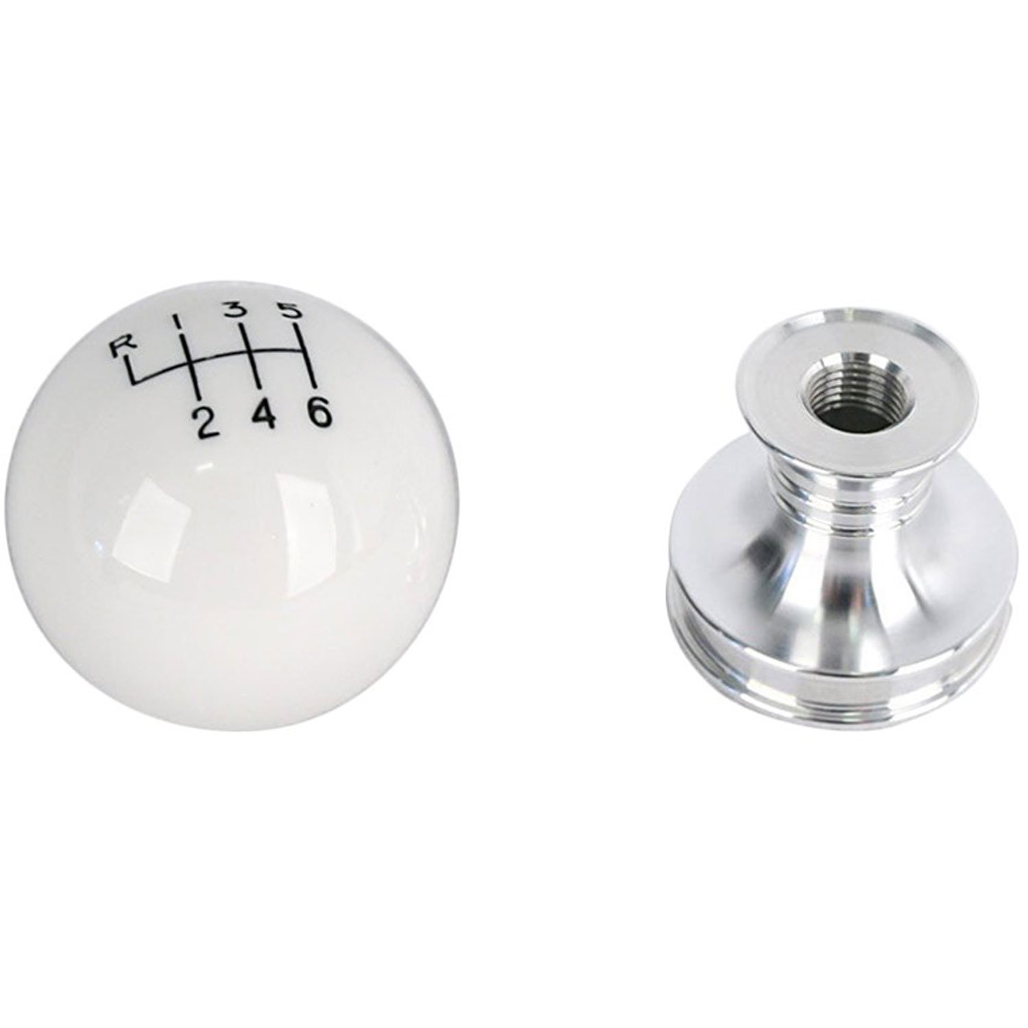 White Engraved Shift knob and adapter for 2011+ Mustang