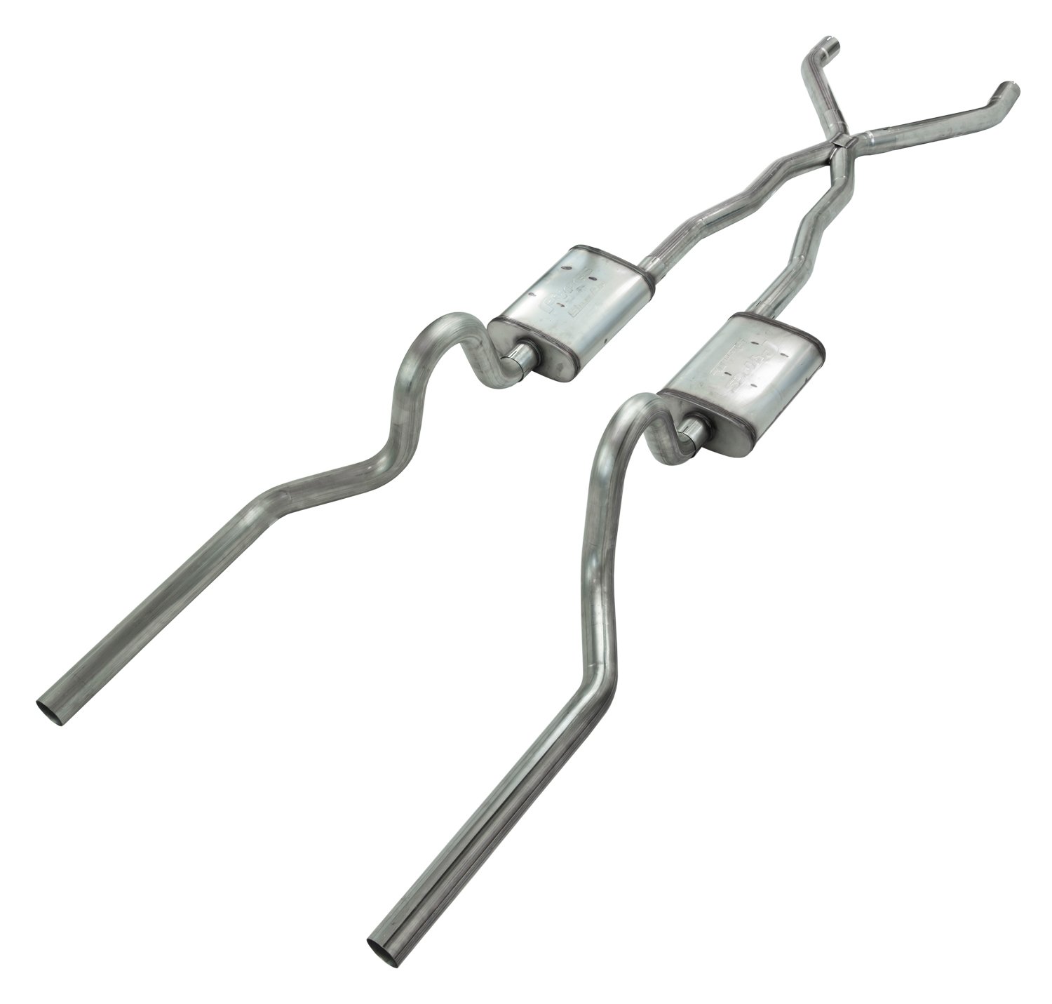 Crossmember Back X-Pipe Exhaust System with Turbo Pro Mufflers for 1967-1970 Mercury Cougar [2.500 in.]