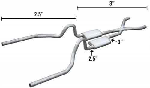 Race-Pro Crossmember-Back Exhaust System 1965-1970 Ford Mustang