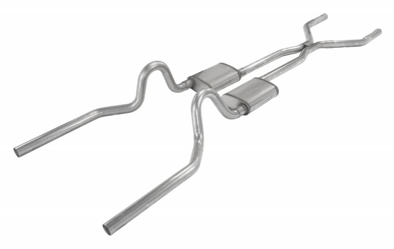 Crossmember Back H-Pipe Exhaust System with Turbo Pro Mufflers for 1965-1970 Ford Mustang [2.500 in.]