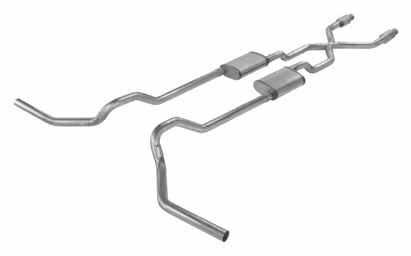 Crossmember Back X-Pipe Exhaust System with Turbo Pro Mufflers for 1975-1976 Ford Truck 2WD [2.500 in.]