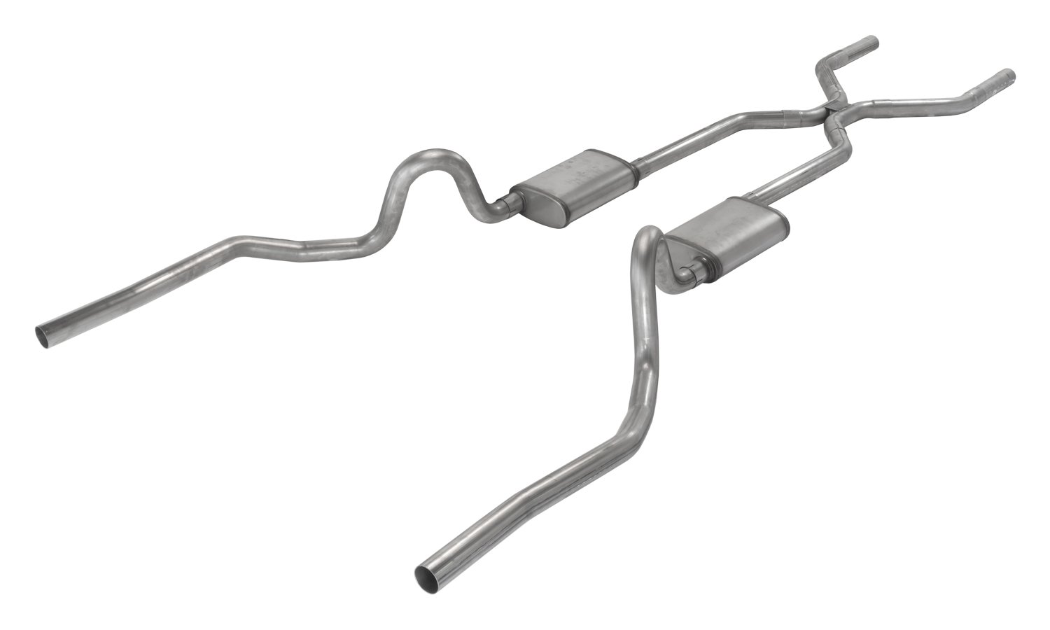Crossmember Back H-Pipe Exhaust System with Turbo Pro Mufflers for 1970-1971 Pontiac GTO, 1968-1972 Oldsmobile 442 [2.500 in.]