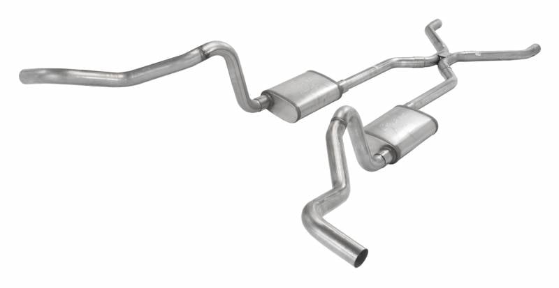 Crossmember Back H-Pipe Exhaust System with Turbo Pro Mufflers for 1955-1957 Chevrolet Tri-Five Nomad, Wagon [2.500 in.]