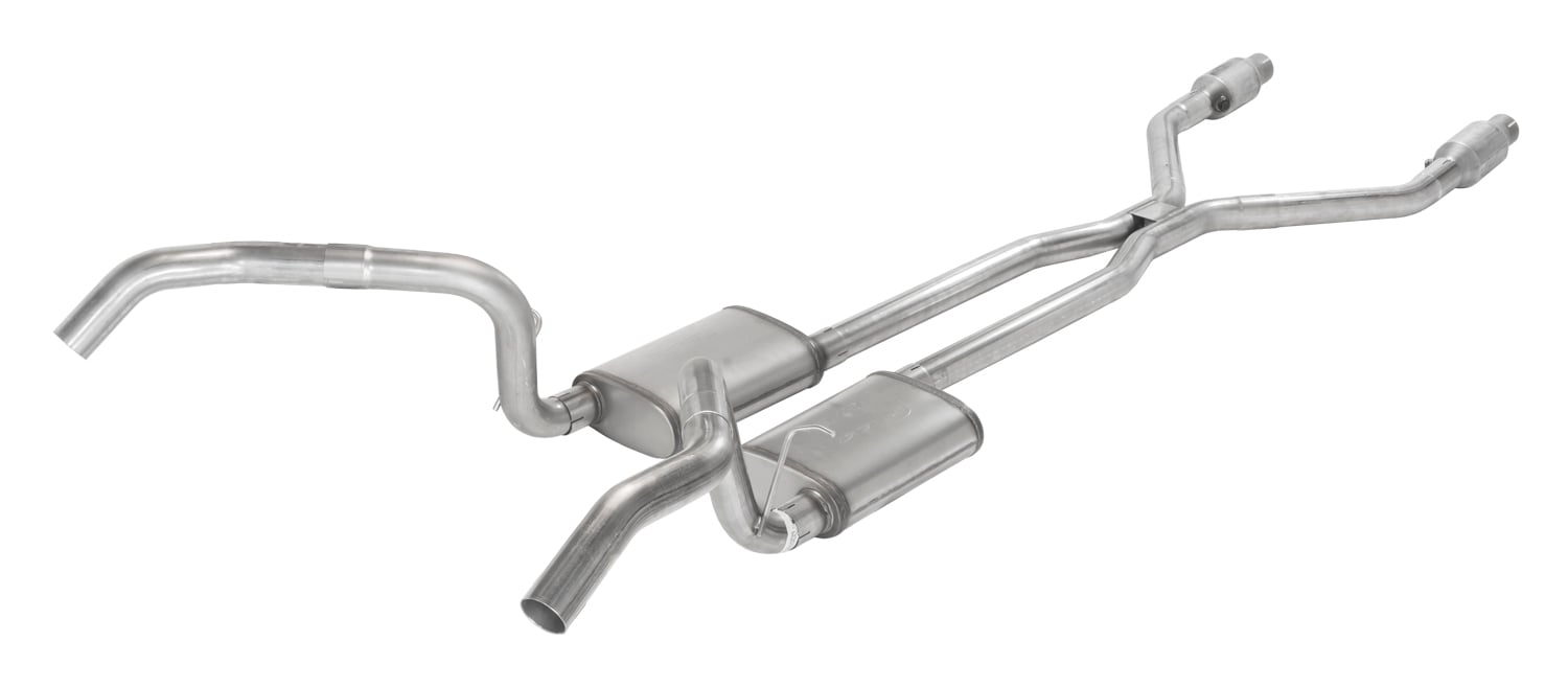Crossmember Back H-Pipe Exhaust System with Turbo Pro Mufflers for 1975-1979 Chevrolet Nova [2.500 in.]