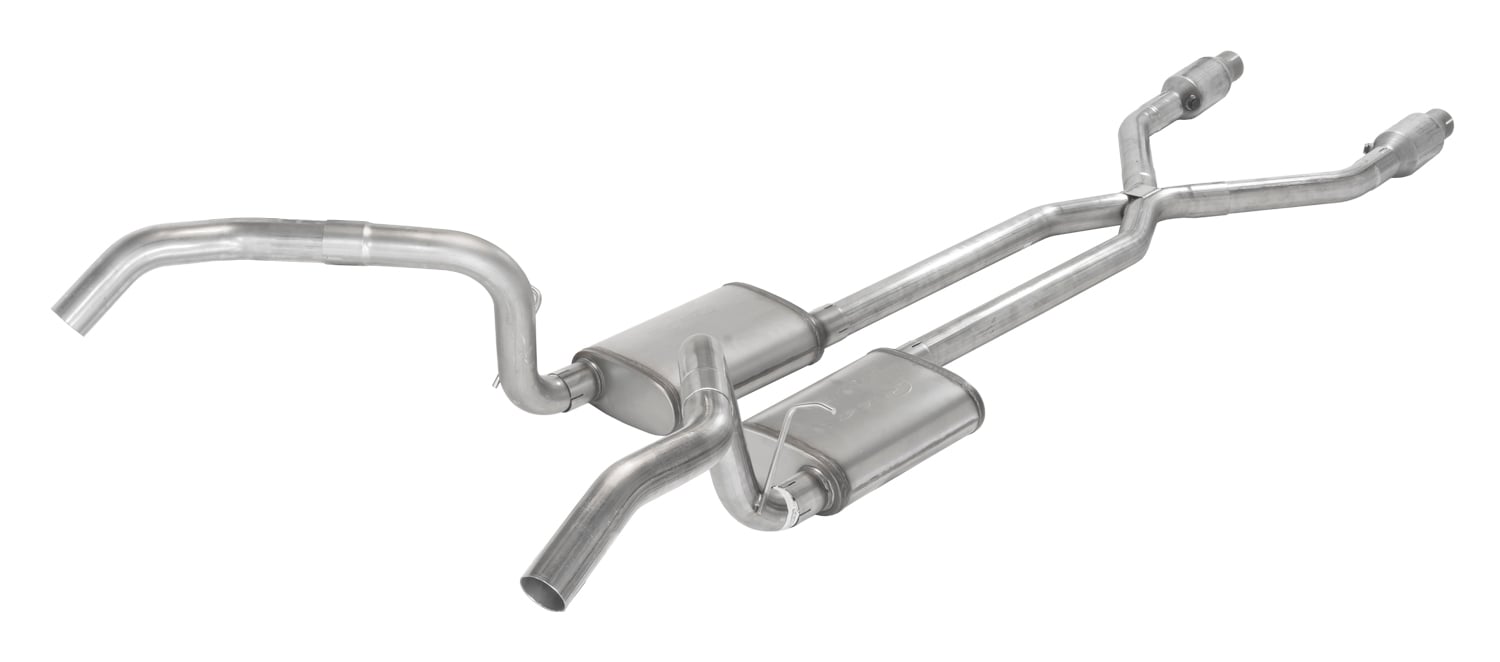 Crossmember Back X-Pipe Exhaust System with Turbo Pro Mufflers for 1975-1979 Chevrolet Nova [2.500 in.]