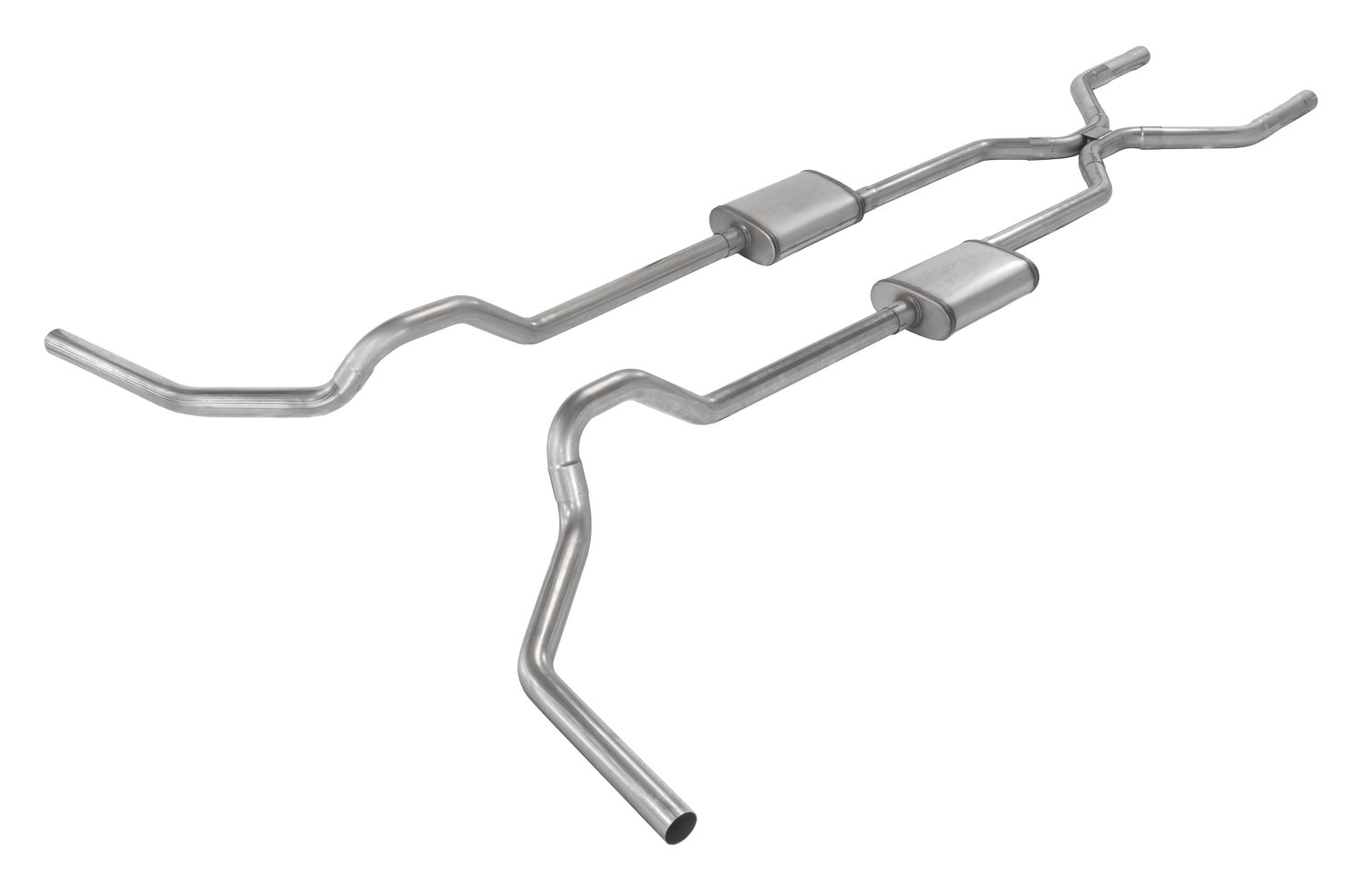 Crossmember Back H-Pipe Exhaust System with Turbo Pro Mufflers for 1967-1974 GM Truck 2WD [2.500 in.]
