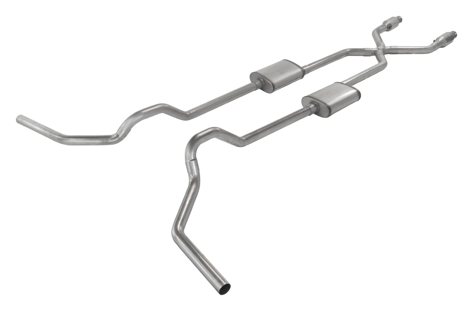 Crossmember Back X-Pipe Exhaust System with Turbo Pro Mufflers for 1975-1987 Chevrolet C10, C15, C1500 Truck [2.500 in.]