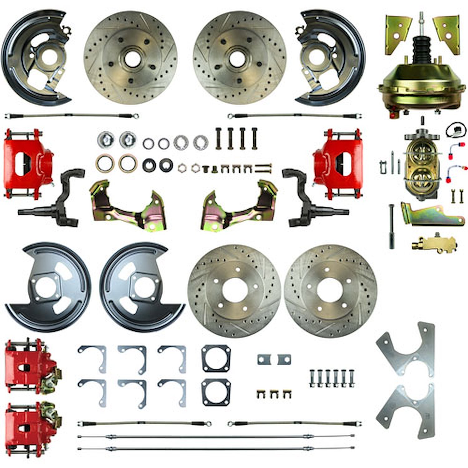 64 - "72 A Body GM, Booster, Red Show"N Go - Power 4 Wheel Disc Conversion
