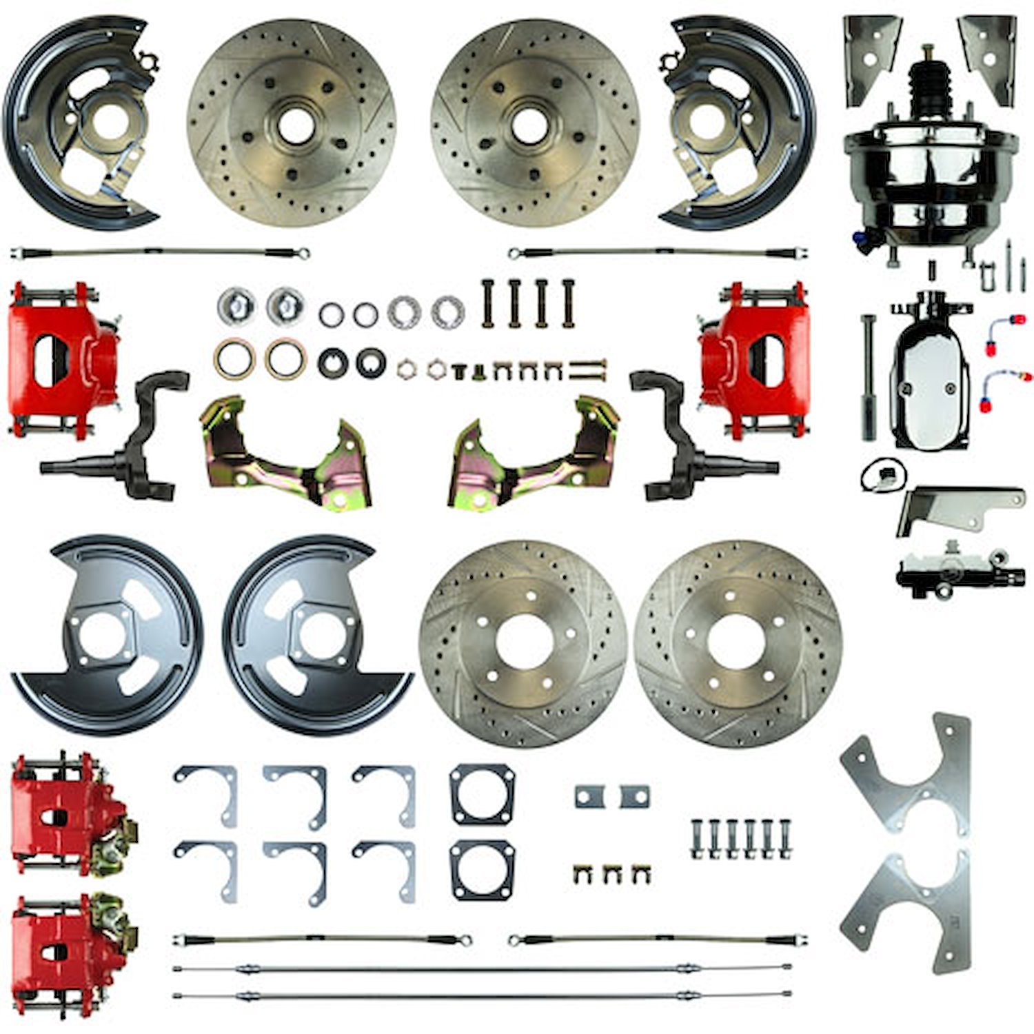 64 - "72 A Body GM, Chrome Booster, Red Show"N Go - Power 4 Wheel Disc Conversion