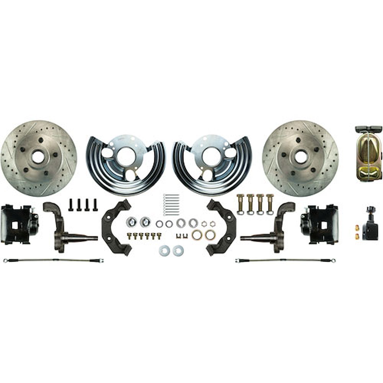62 - 72 B/E Body Mopar Standard Disc Conversion with Drilled / Slotted / Zinc plated rotors Black Po