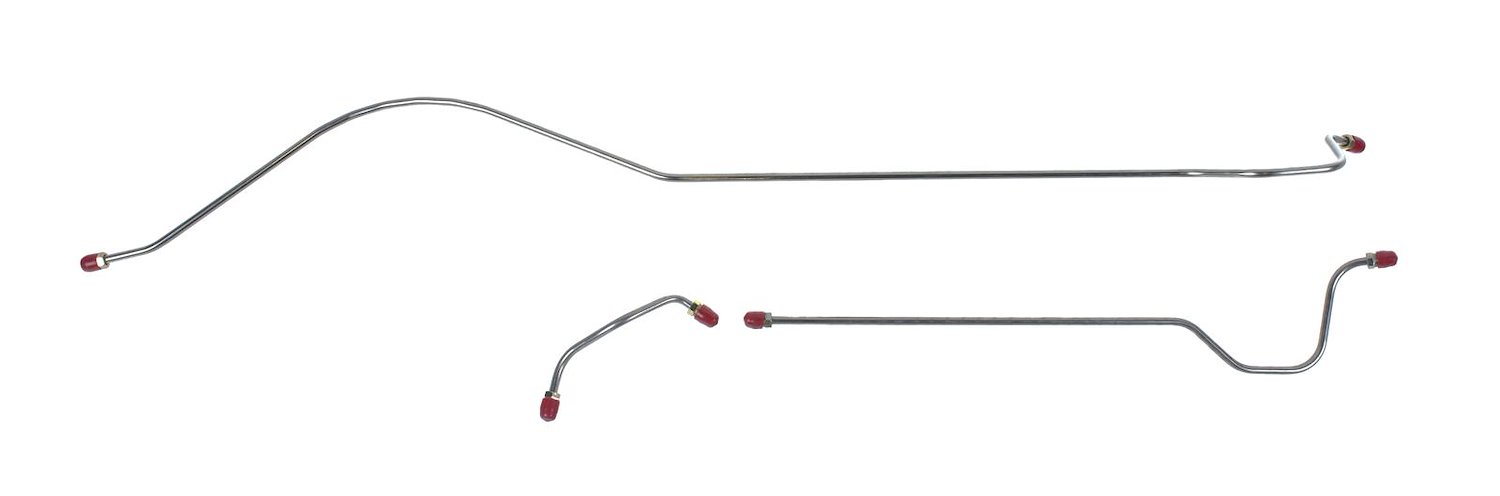 63 -64 All Cars - Rear Axle Brake Lines - Stainless 3 Pcs.