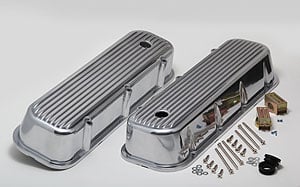 Polished Finned Aluminum Valve Covers 1965-95 Big Block Chevy 396-502