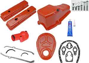 OE Reproduction Powdercoated Steel Valve Cover Kit 1958-86 Small Block Chevy 283-400 Includes: