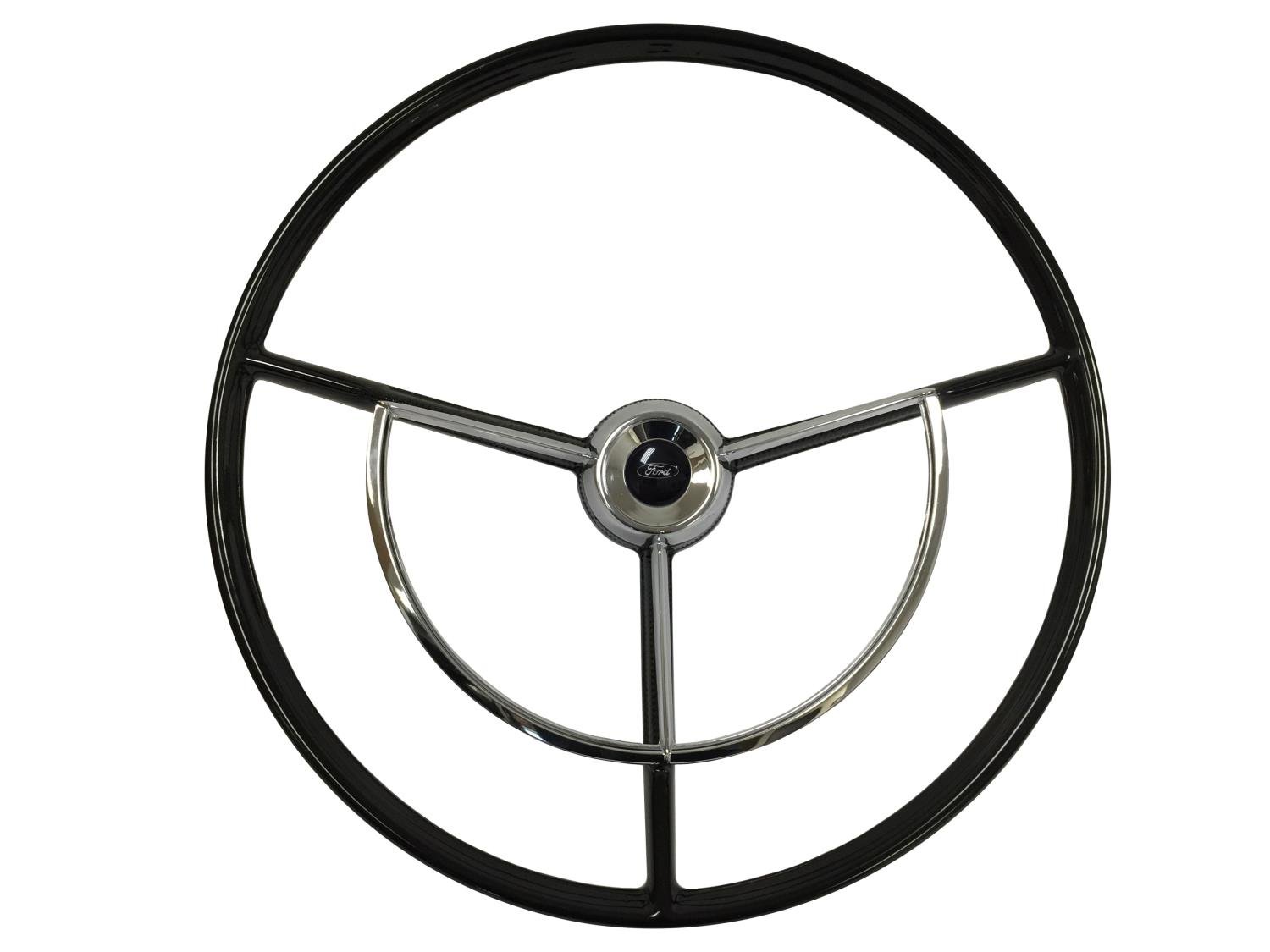 ST3006KITE58 OE-Series Steering Wheel Kit 1960-71 Classic Ford, 17 in. Diameter, Gloss Black Finish, w/ Horn Spring, Contact Kit