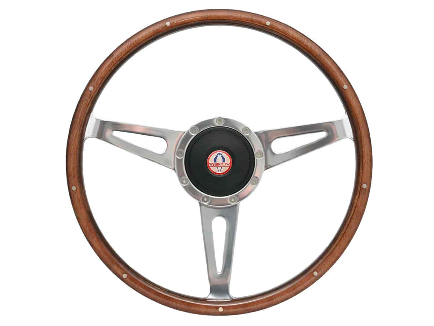 S9 Classic Steering Wheel Kit for 1964-1972 Ford/Mercury, 15 in. Diameter, Walnut Wood Grip, with 9-Bolt Adapter & Horn Button