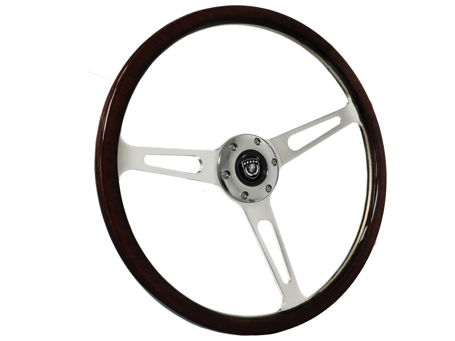 S6 Classic Wood Steering Wheel, 15 in. Diameter, Deluxe Espresso Wood Grip