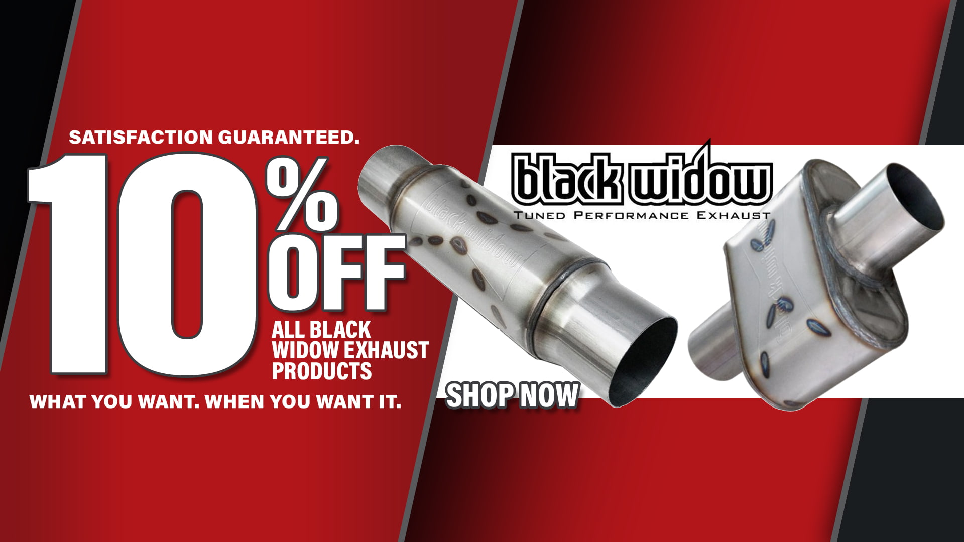 Save 10% On All Black Widow Exhaust Mufflers