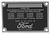 7C-14001 Patent Data Plate, 1948-52 Ford Pickup