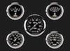 CLASSIC SERIES 5 GAUGE SET 3 SPEEDO 2 5/8 SS FUEL 240-33 SS 2 5/8 VOLT 2 5/8 FS COOLANT TEMP 2 5/8 FS OIL PRESSURE 100psi - image 1