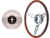 GT Cobra Style Wood Steering Wheel Kit (Pony Mustang Horn Button) 15" - image 1