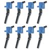 Direct Replacement Ignition Coil Set for 1999-2014 Ford 4.6/5.4L 2-Valve Engines, Blue - Set of 8