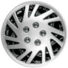 Aftermarket Wheel Cover 15 in. 14 Directional Spokes Metal Clip Silver w/Charcoal Finish - image 1
