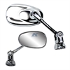 Chrome universal short stem fairing mount mini oval mirror - image 1