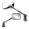Chrome universal long stem fairing mount mini rectangle mirror - image 1