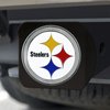 22604 Black-Metal Hitch Cover w/ 3D Color Emblem, Pittsburgh Steelers [White] - image 2