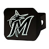 26624 Black-Metal Hitch Cover w/ Chrome-Metal 3D Emblem, Miami Marlins [Black] - image 1