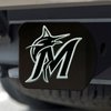26624 Black-Metal Hitch Cover w/ Chrome-Metal 3D Emblem, Miami Marlins [Black] - image 2
