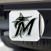 26626 Black-Metal Hitch Cover w/ Chrome-Metal 3D Emblem, Miami Marlins [Chrome] - image 2