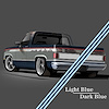 9002 1981-1991 GM Full-Size Truck 2-Tone Paint Break Stripe Kit, Light Blue/Dark Blue - image 1