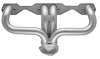 CC5DP-SEC Shorty Header Set, Small Block Chevy, Angle Plug, D-Port Flange [Silver Ceramic Coating] - image 1