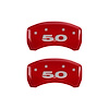 10010RM50RD Rear Disc Brake Caliper Covers Fits Select Ford Mustang [Red Finish w/ Silver Mustang / 5.0 (2011)] - image 1