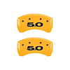 10010RM50YL Rear Disc Brake Caliper Covers Fits Select Ford Mustang [Yellow Finish w/ Black Mustang / 5.0 (2011)] - image 1