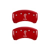 10010RSNKRD Rear Disc Brake Caliper Covers Fits Select Ford Mustang [Red Finish w/ Silver Tiffany Snake Logo] - image 1