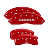 10017SCNKRD Front Disc Brake Caliper Covers Fits Select Ford Mustang [Red Finish w/ Silver COBRA / Tiffany Snake Logo] - image 1
