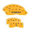 10017SCNKYL Front Disc Brake Caliper Covers Fits Select Ford Mustang [Yellow Finish w/ Black COBRA / Tiffany Snake Logo] - image 1