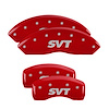 10017SSVTRD Front & Rear Disc Brake Caliper Covers Fits Select Ford Mustang [Red Finish w/ Silver SVT] - image 1
