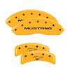 10095SMPYYL Front Disc Brake Caliper Covers for 1999-2004 Ford Mustang [Yellow Finish w/ Black Mustang / Pony Logo] - image 1