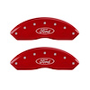 10155FFRDRD Front Disc Brake Caliper Covers for 2011 Ford Focus [Red Finish w/ Silver Ford Oval Logo] - image 1