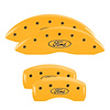 10165SFRDYL Front & Rear Disc Brake Caliper Covers [Yellow Finish w/ Black Ford Oval Logo] - image 1