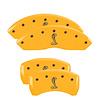 10197SSNKYL Front & Rear Disc Brake Caliper Covers Fits Select Ford Mustang [Yellow Finish w/ Black Tiffany Snake Logo] - image 1